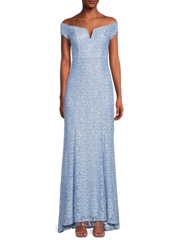 

Кружевное платье с открытыми плечами Vince Camuto, цвет Navy Multicolor