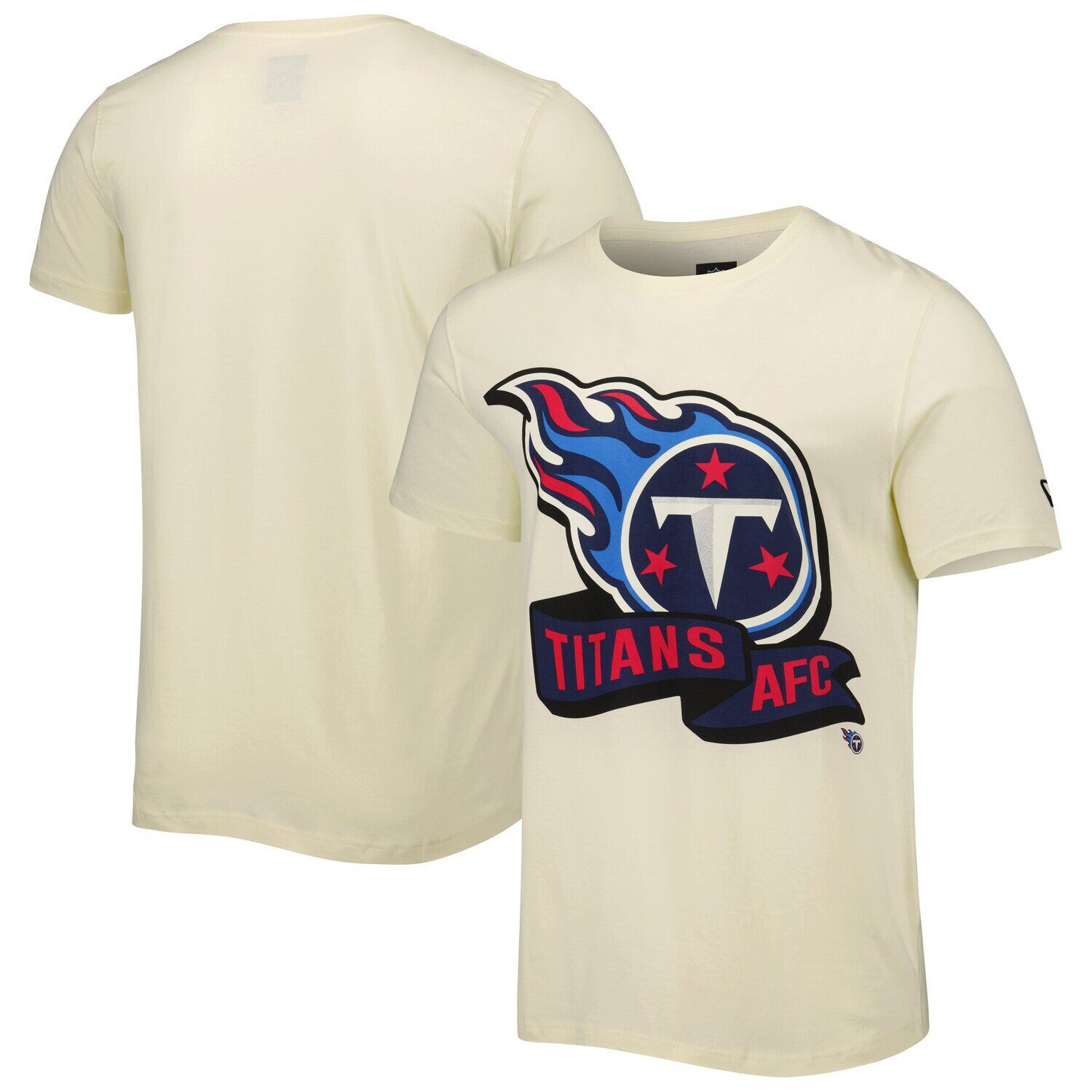 

Мужская кремовая футболка с хромированной боковой линией Tennessee Titans New Era, Бежевый
