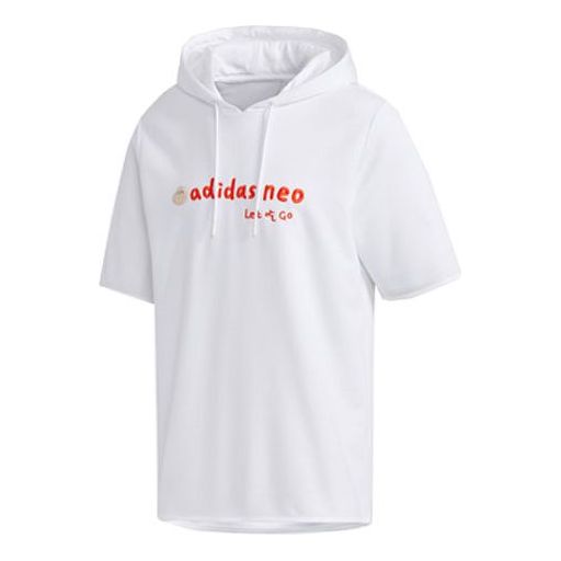 

Толстовка Men's adidas neo Logo Embroidered Sports Pullover Hooded Short Sleeve White, белый