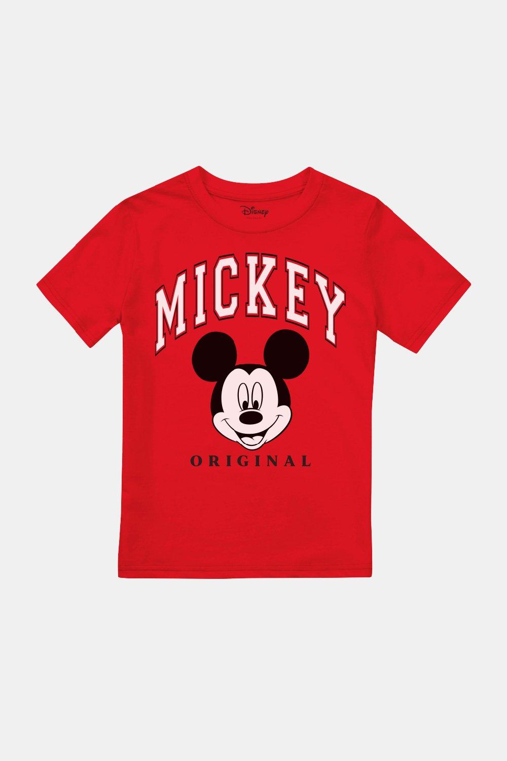 Оригинальная футболка с Микки Маусом для мальчиков Disney, красный длинный шнурок из абс пластика с мультяшными героями диснея микки маус минни дональд утка для студенческого кампуса