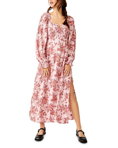 

Платье миди с цветочным принтом и сборками Jaymes Free People, цвет Pink