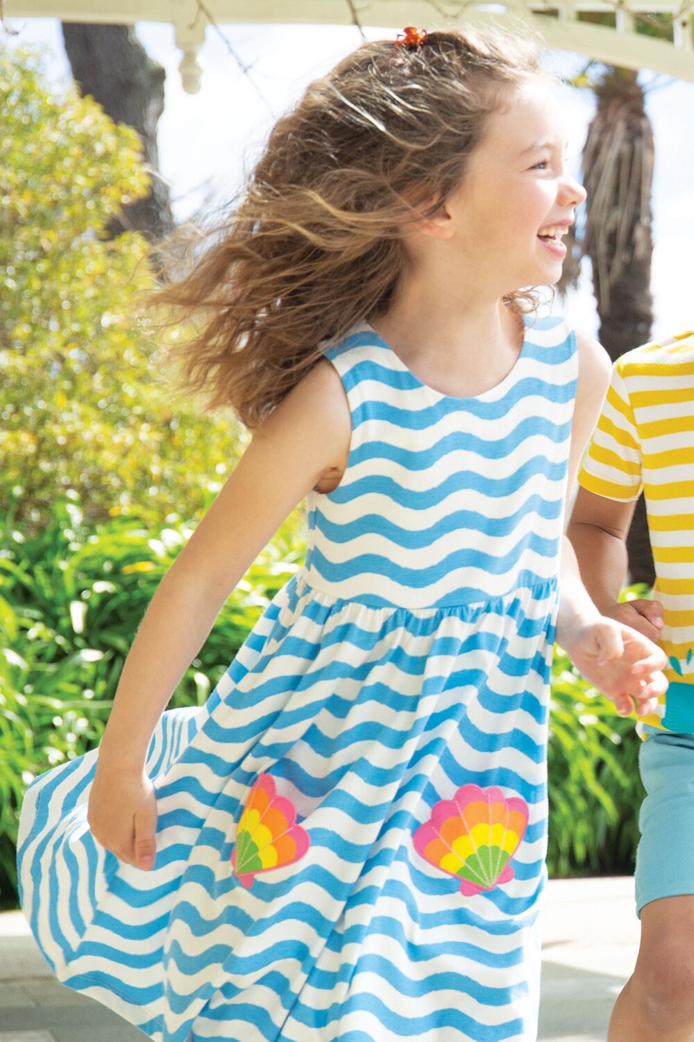 

Летнее платье в голубую полоску Frugi, синий