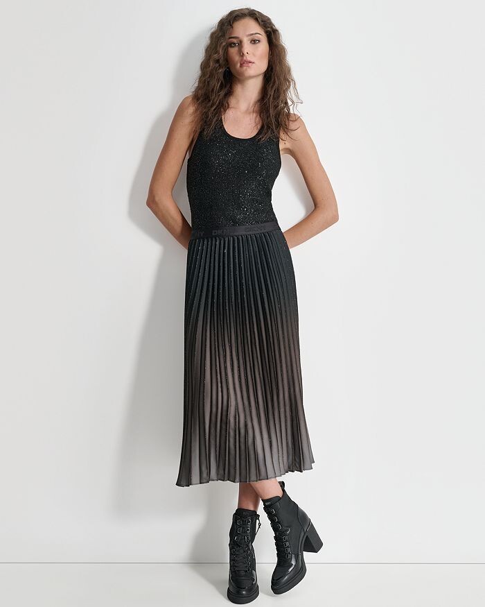 

DKNY Плиссированная юбка-миди, серый