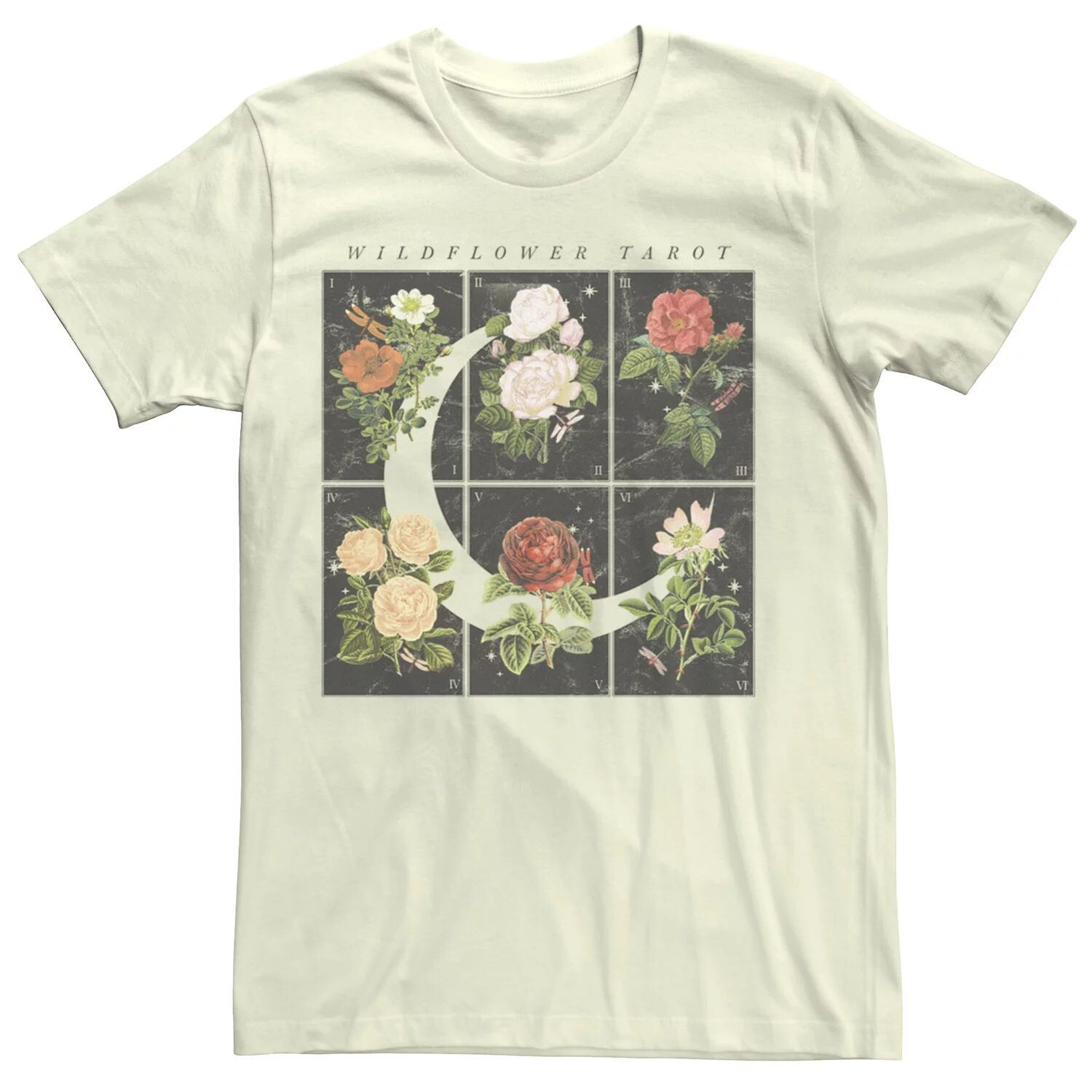 

Детская футболка с рисунком бойфренда Wildflower Tarot Roses Crescent Moon Grid