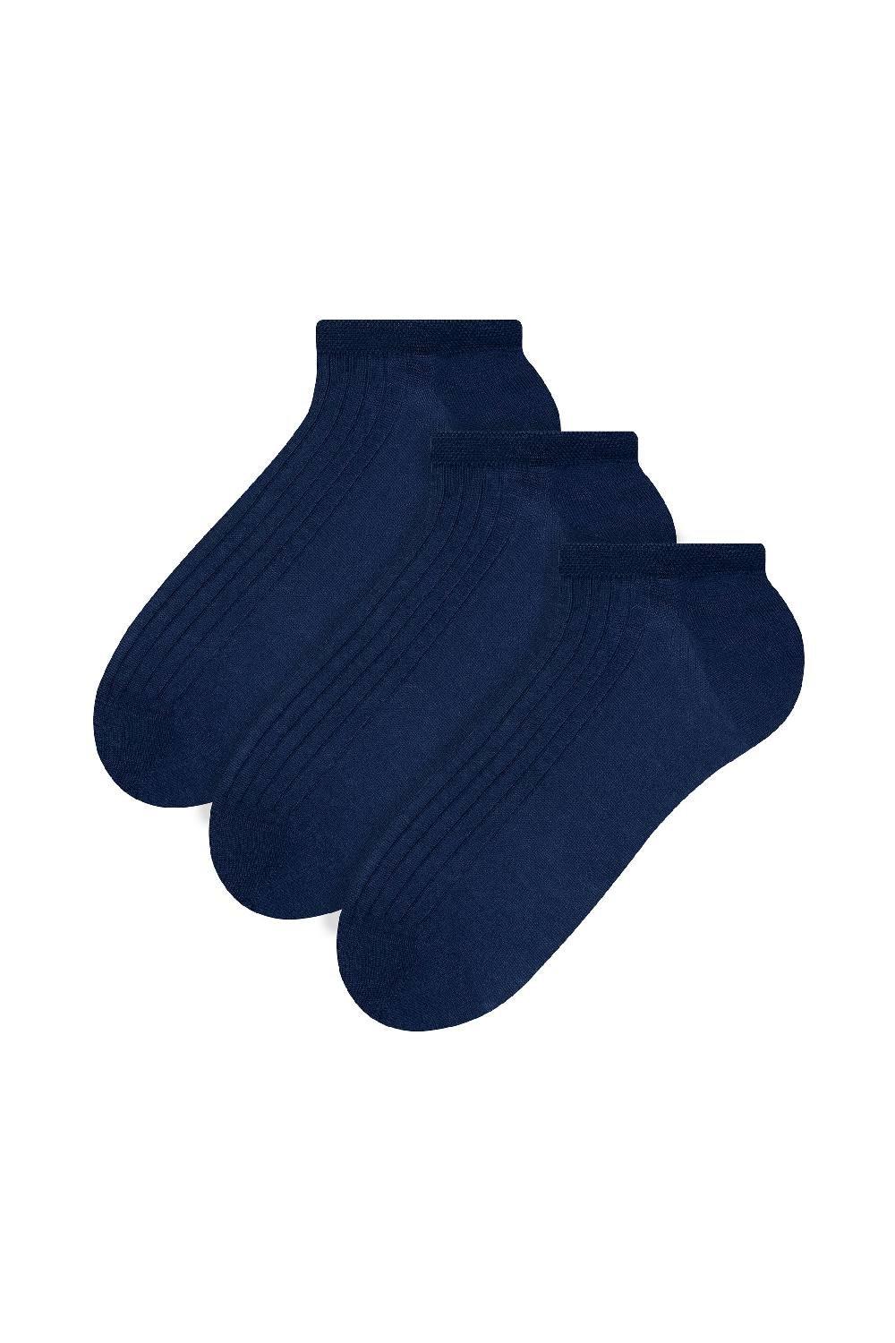3 пары низких спортивных носков до щиколотки из 100% хлопка Steven, синий