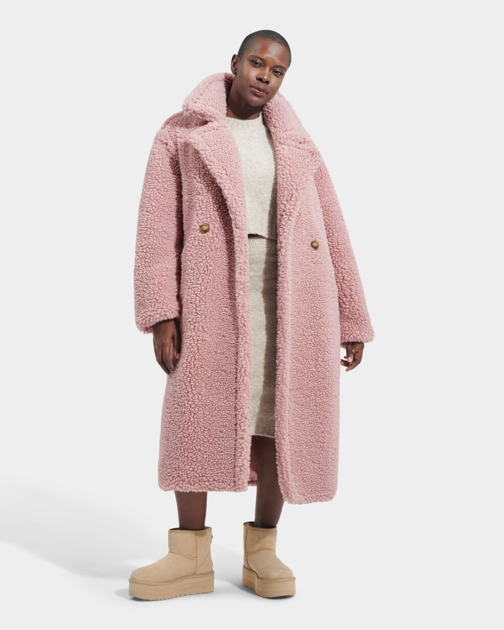 

Верхняя одежда Gertrude Long Teddy Coat UGG, розовый
