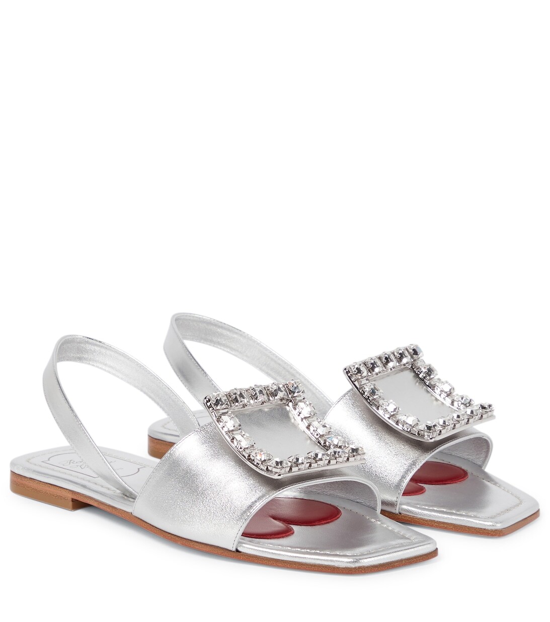 

Декорированные кожаные сандалии Love Roger Vivier, серебряный