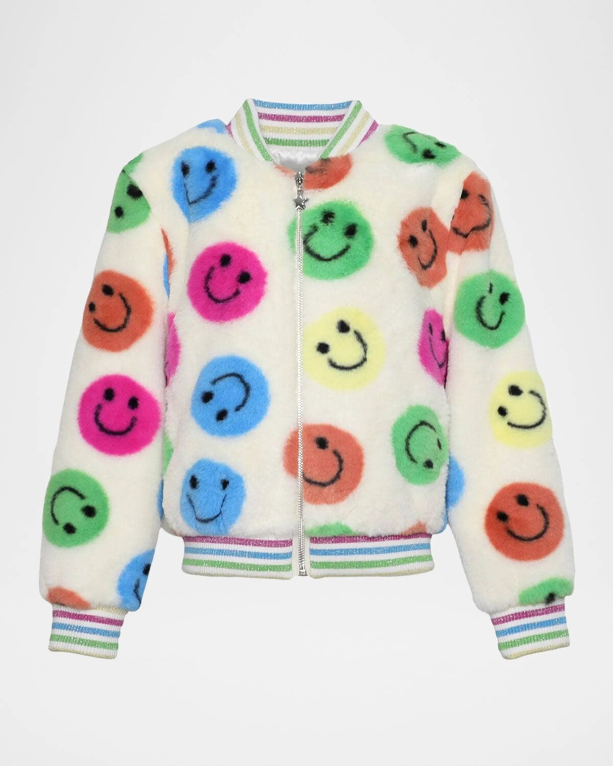 

Плюшевый бомбер для девочек Rainbow Happy Face, размер 2–14 Lola + The Boys, мультиколор