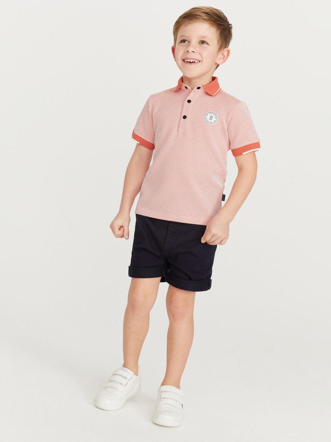 

Рубашка-поло с геометрическим рисунком Ted Baker Baby Augusto, оранжевая