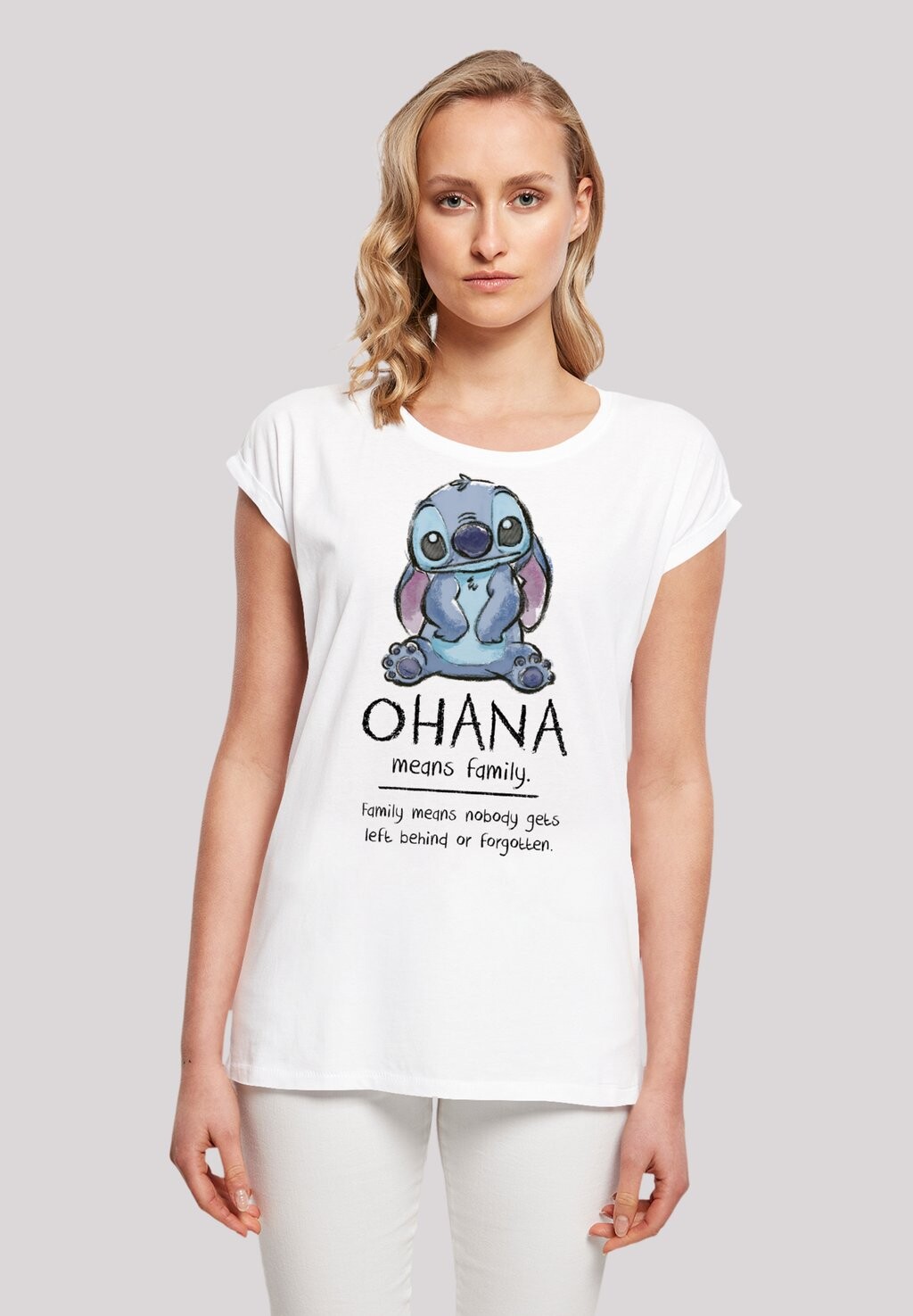 

Футболка с принтом DISNEY LILO & STITCH OHANA MEANS FAMILY F4NT4STIC, цвет weiß