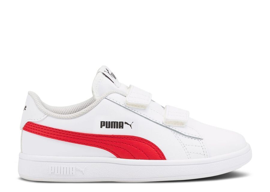 

Кроссовки Puma Smash V2 Leather Little Kid 'White High Risk Red', белый