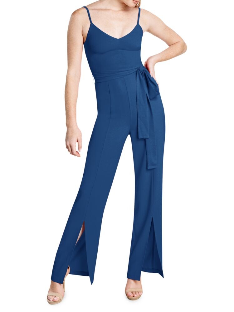 

Комбинезон Stevie с разрезом на подоле Dress The Population, цвет Peacock Blue