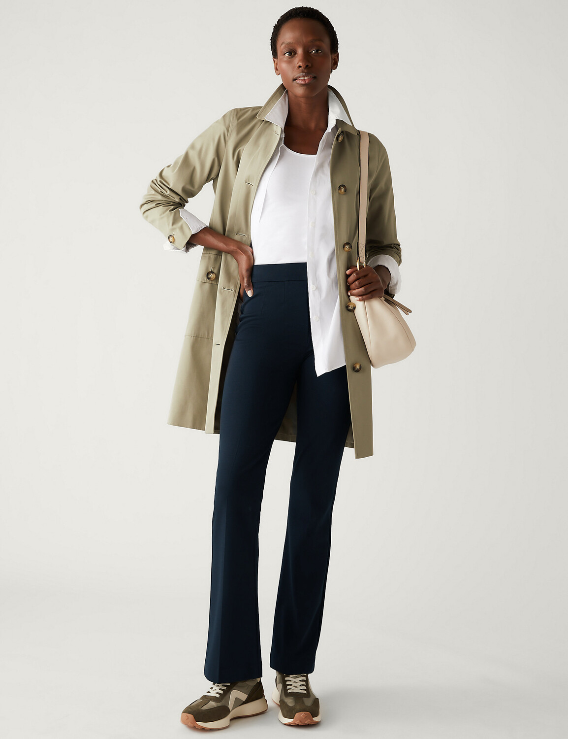

Расклешенные брюки из джерси Marks & Spencer, темно-синий