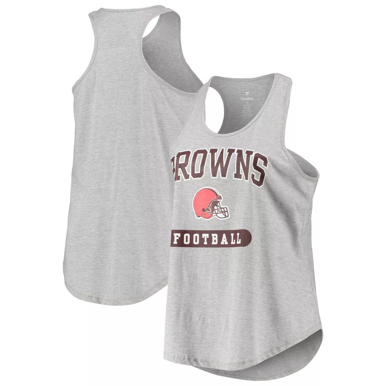 

Женская серая майка размера плюс Cleveland Browns с принтом Racerback, Серый