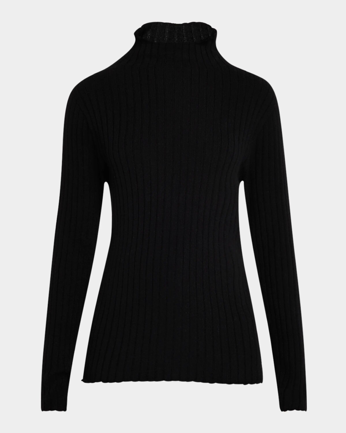 

Кашемировый свитер в рубчик с воротником-стойкой Neiman Marcus Cashmere Collection, черный