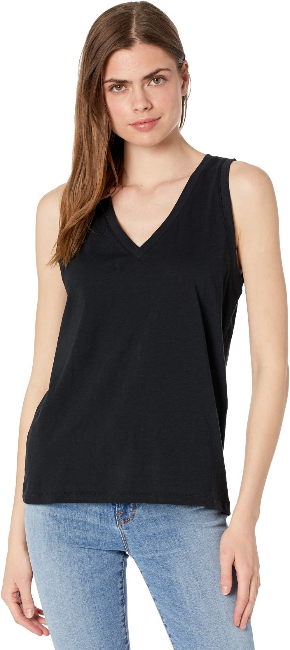 

Майка Whisper Cotton V-Neck Tank Madewell, цвет True Black