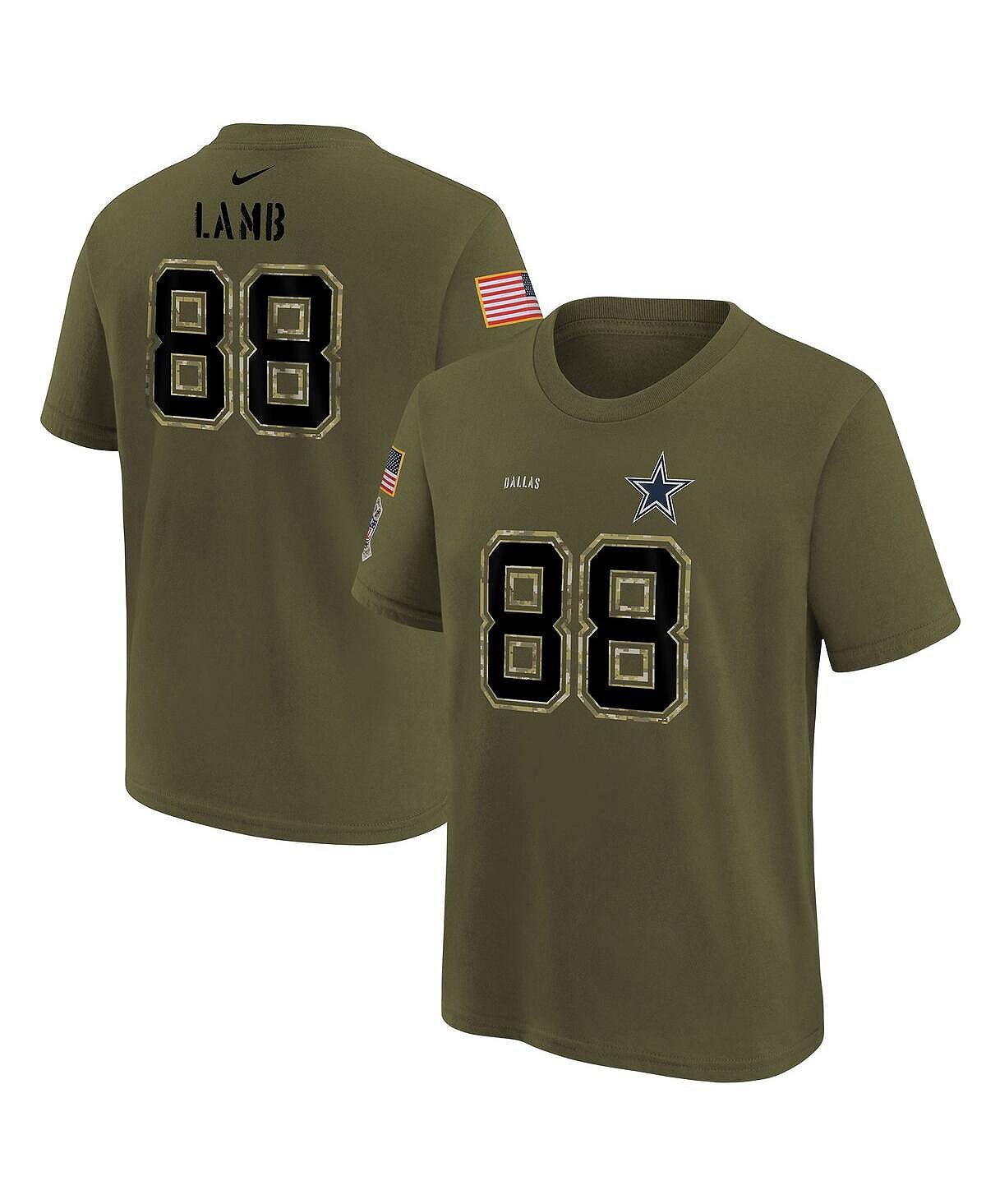 

Футболка с изображением имени и номера Big Boys CeeDee Lamb Olive Dallas Cowboys 2022 Nike