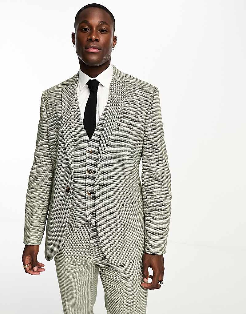 

ASOS DESIGN Wedding — фактурный зеленый пиджак облегающего кроя