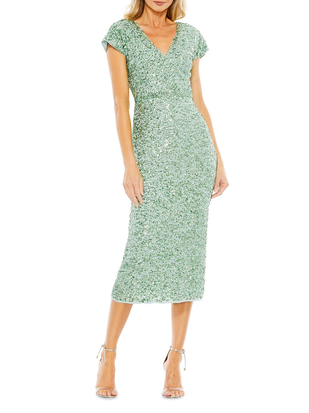 Коктейльное платье с пайетками и искусственным запахом Mac Duggal женское платье без рукавов с искусственным запахом и пайетками mac duggal