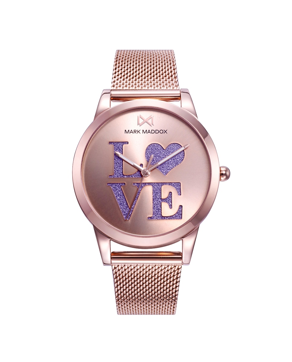 Женские часы Tooting с розовым циферблатом и надписью love с фиолетовым блеском Mark Maddox, розовый