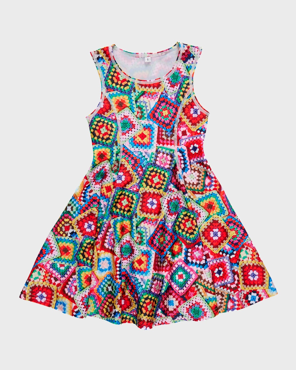 

Блестящее приталенное платье Granny Squares для девочек, размер 2T-12 Terez, цвет Multi