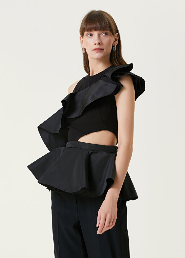 

Черная вечерняя блузка с рюшами Alexander McQueen