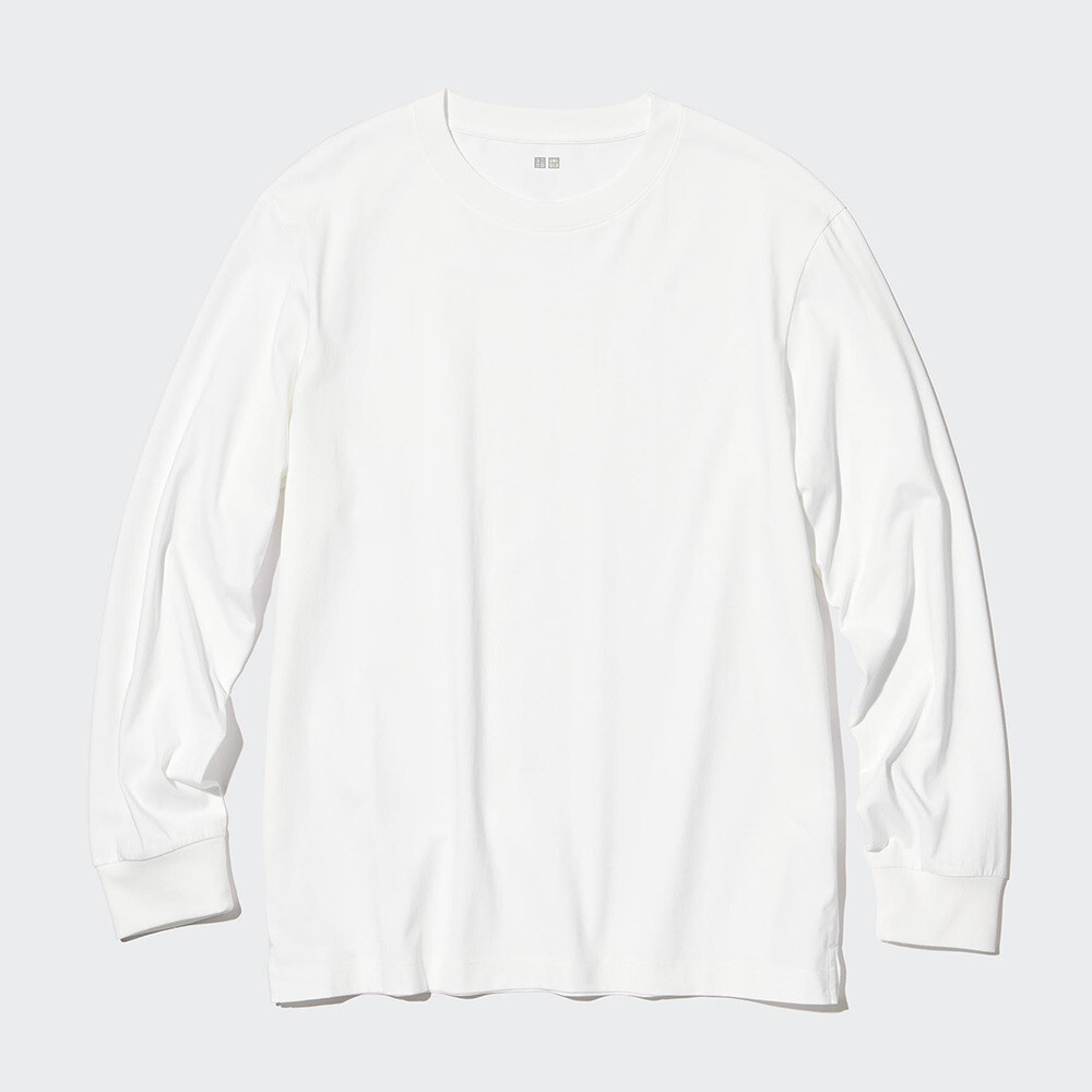 

Футболка Uniqlo AIRism унисекс из смесового хлопка с круглым вырезом быстросохнущая, белый