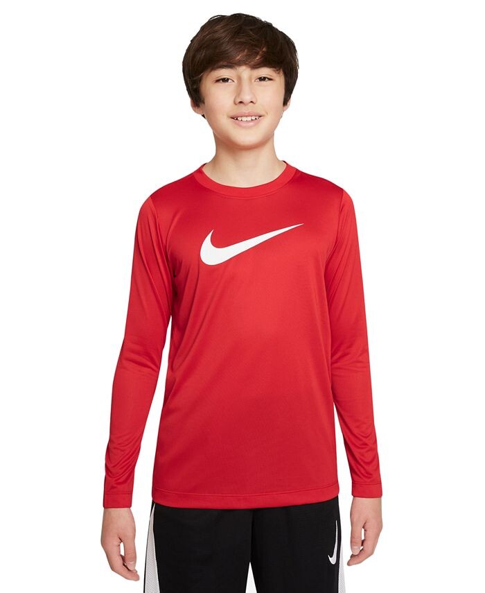 

Тренировочная футболка с длинными рукавами и логотипом Big Kids Dri-FIT Legend Nike, красный