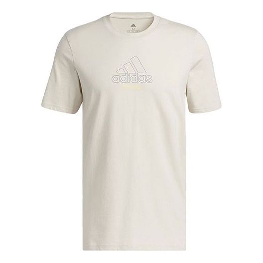 Футболка Men's adidas Alphabet Logo Printing Casual Sports Short Sleeve Beige T-Shirt, бежевый футболка adidas printing casual sports short sleeve yellow t shirt желтый