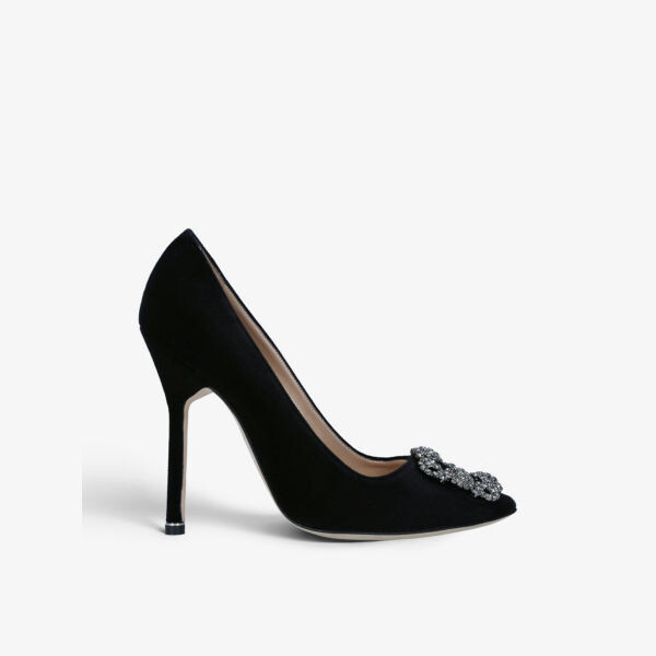 

Бархатные туфли Hangisi на каблуке, украшенные кристаллами Manolo Blahnik, черный