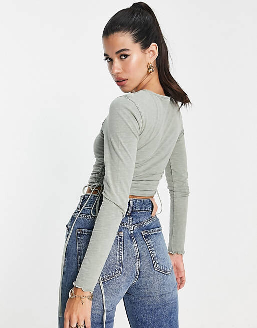 

Цвет шалфейный присборенный топ со сборками по бокам ASOS DESIGN