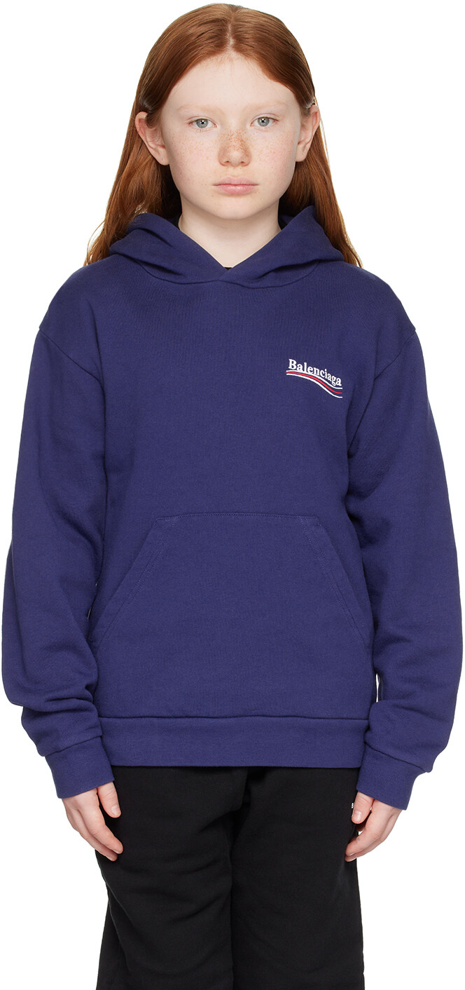 

Balenciaga Kids Детское синее худи в стиле политической кампании, Синий