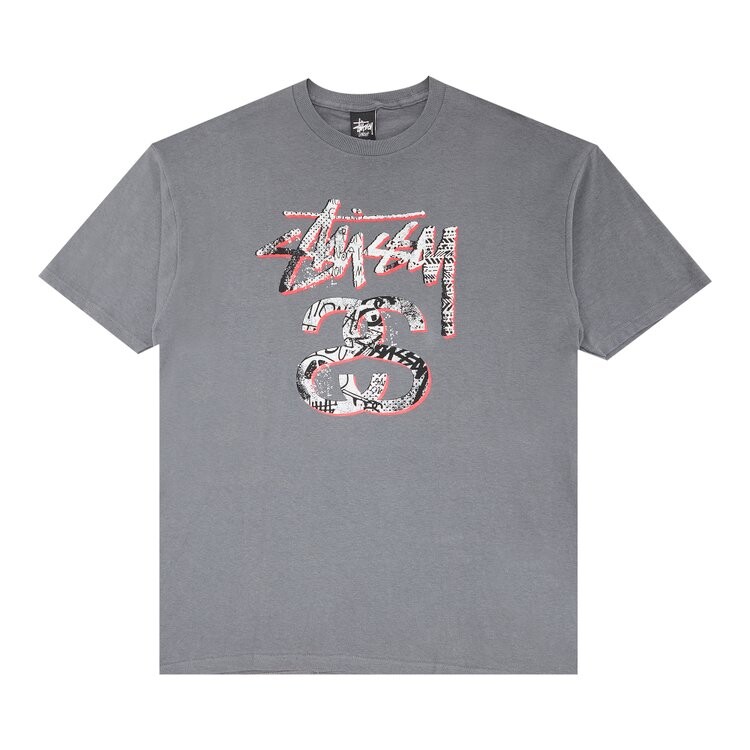 Футболка Stussy Stock Collage 'Charcoal', серый