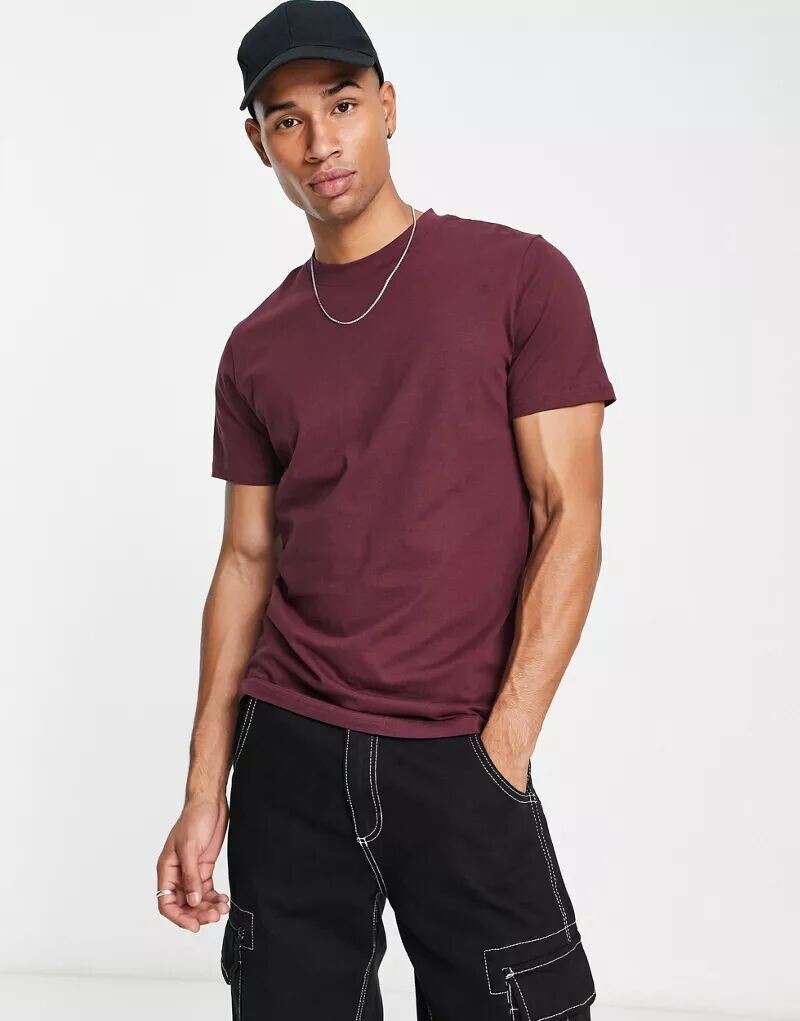 

Бордовая оверсайз-футболка Jack & Jones