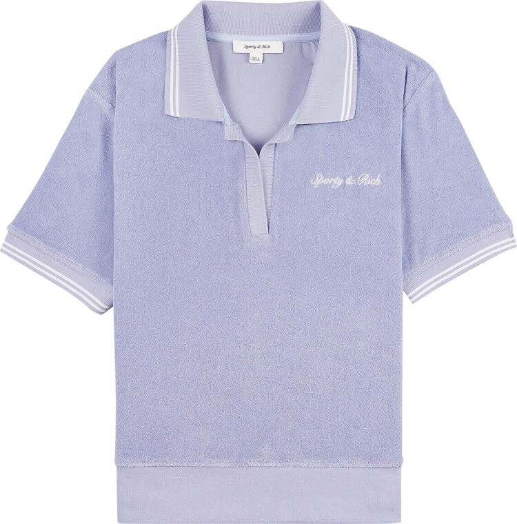 

Поло Sporty & Rich Syracuse Terry 'Washed Periwinkle/White', фиолетовый