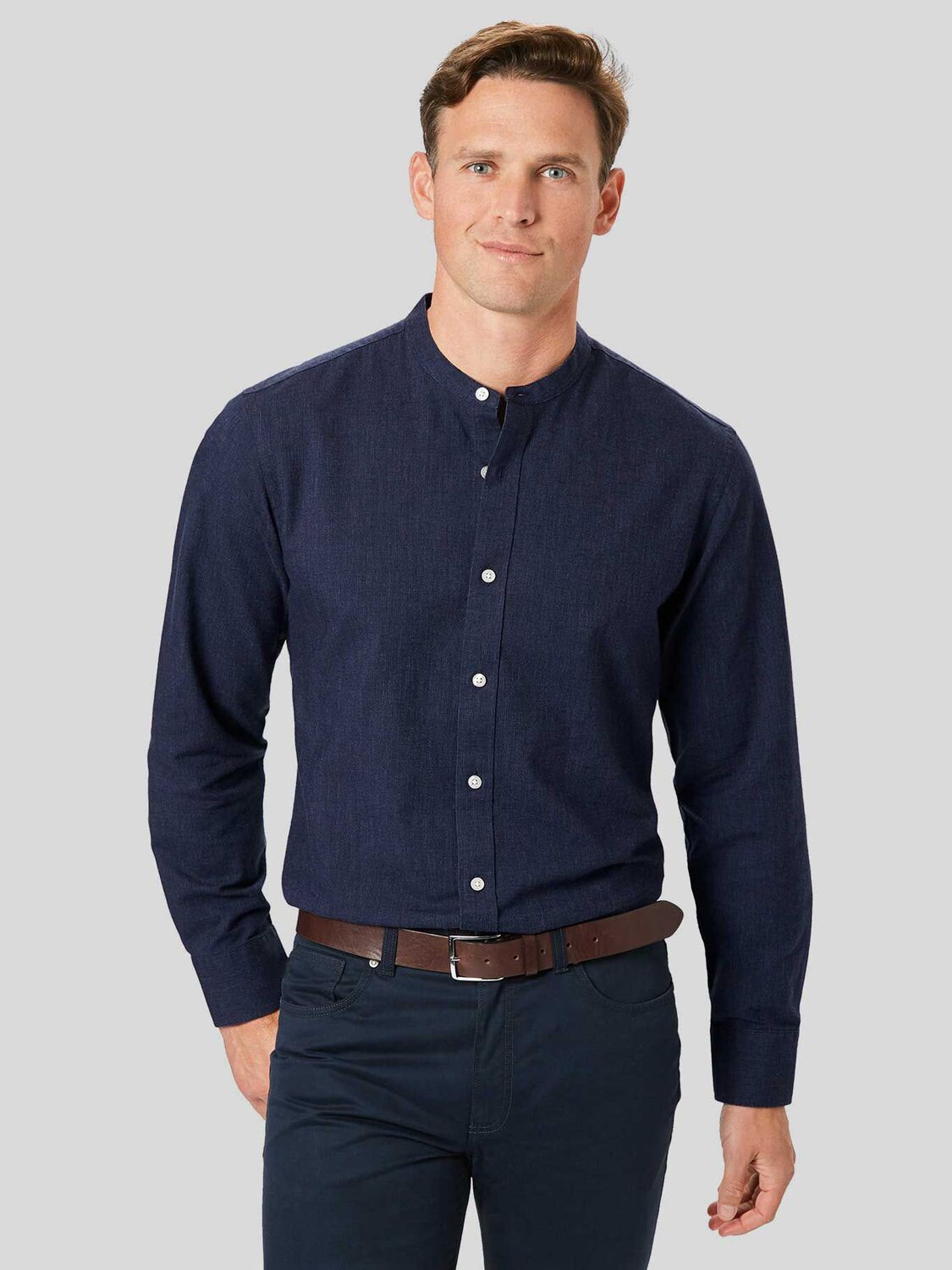 

Оксфордская рубашка с длинным рукавом и воротником Charles Tyrwhitt Grandad