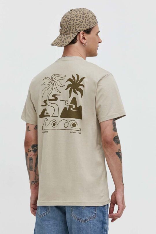 

Хлопковая футболка Quiksilver, бежевый