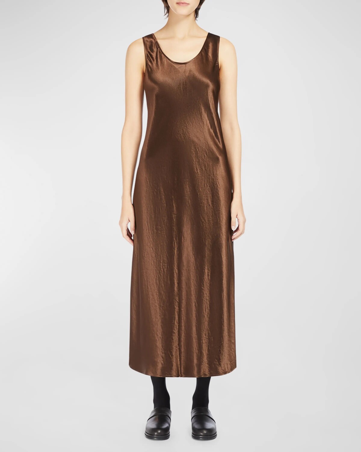 

Атласное платье миди без рукавов Talete Max Mara Leisure, коричневый