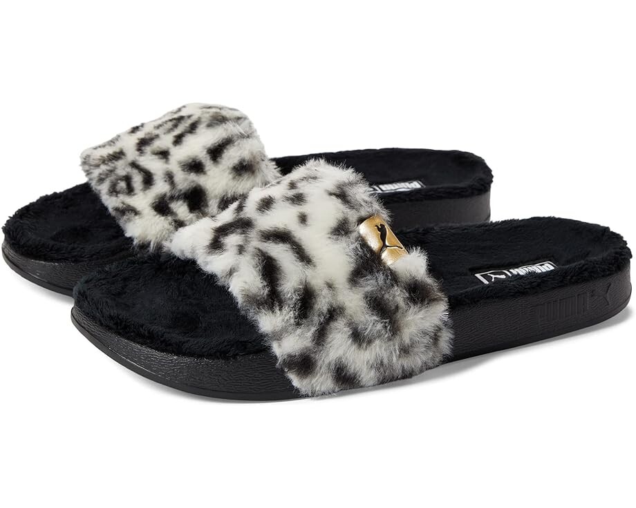 

Домашняя обувь PUMA Leadcat YLM Fluff Safari, цвет Puma Black/Puma White