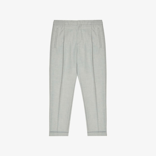 Brighton зауженные брюки со складками из эластичной ткани Reiss, серый