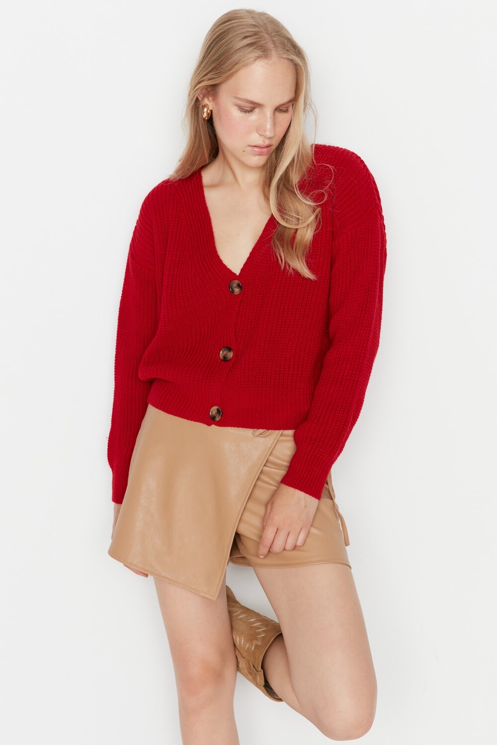 

Кардиган - Красный - Oversize Trendyol