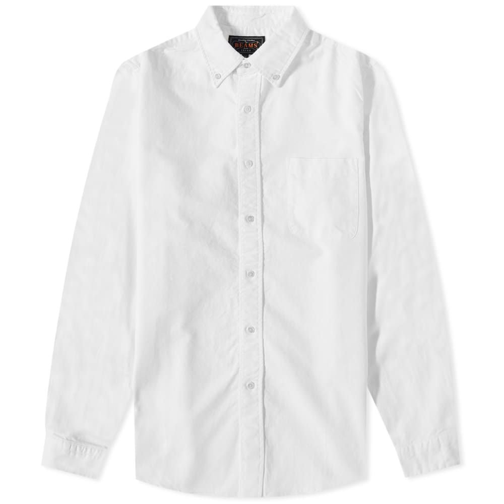 Оксфордская рубашка на пуговицах Beams Plus, белый