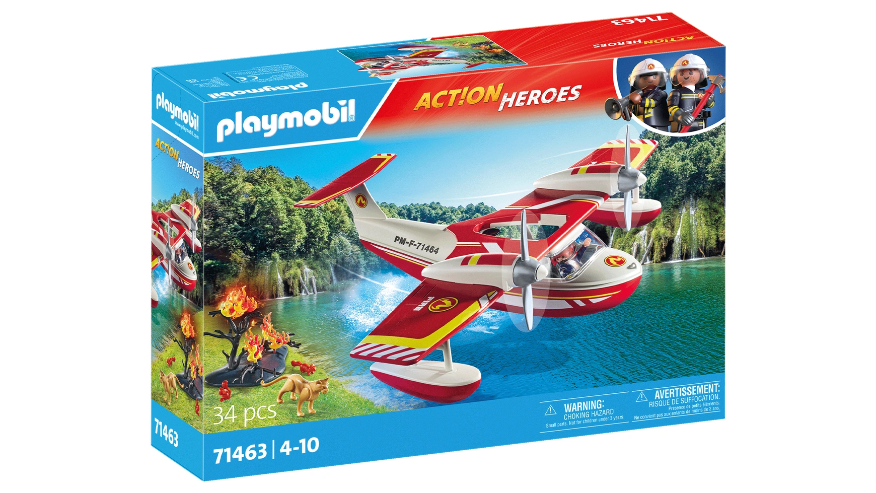 аттракцион playmobil сбей банки Action heroes пожарный самолет с функцией тушения Playmobil