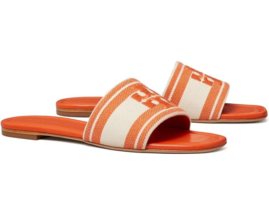

Сандалии Tory Burch Double T Jacquard Slide, цвет Ash White/Carrot