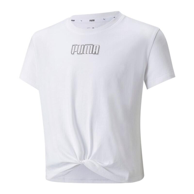 

Белая хлопковая футболка для гимнастики Puma с узлом Alpha для девочек