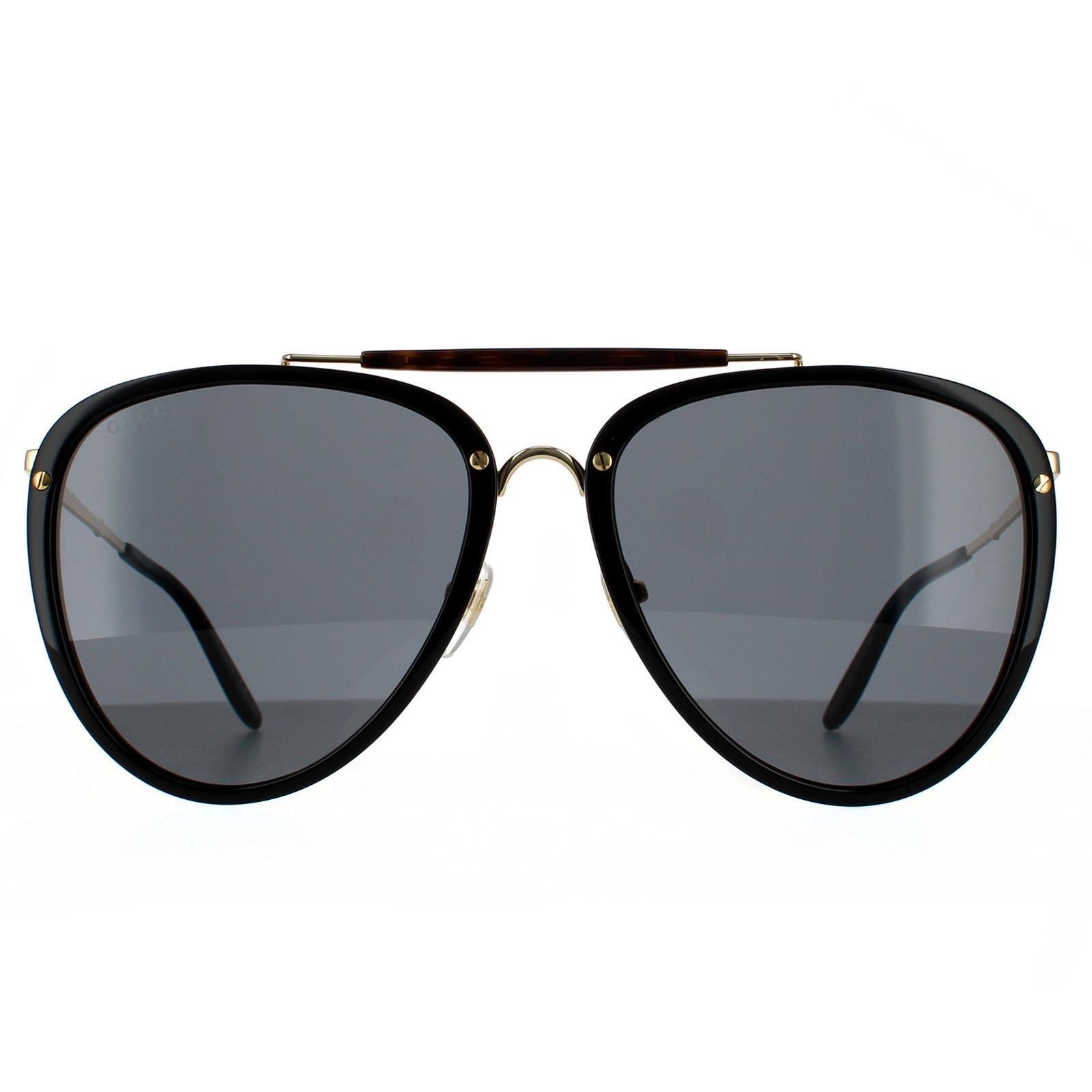 Блестящие черные и золотисто-серые солнцезащитные очки-авиаторы Gucci, черный