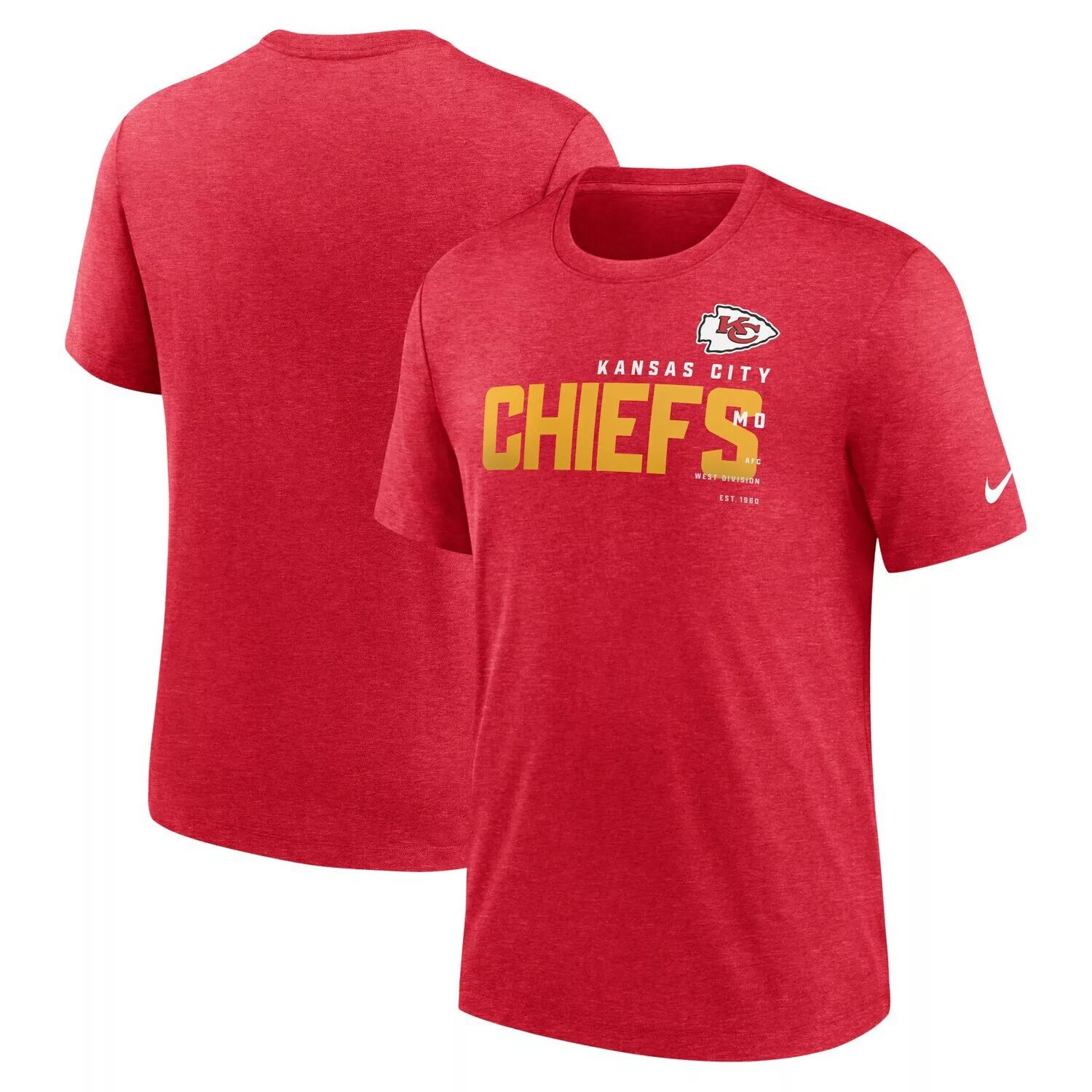 

Мужская красная футболка Kansas City Chiefs Team Tri-Blend Nike, Красный