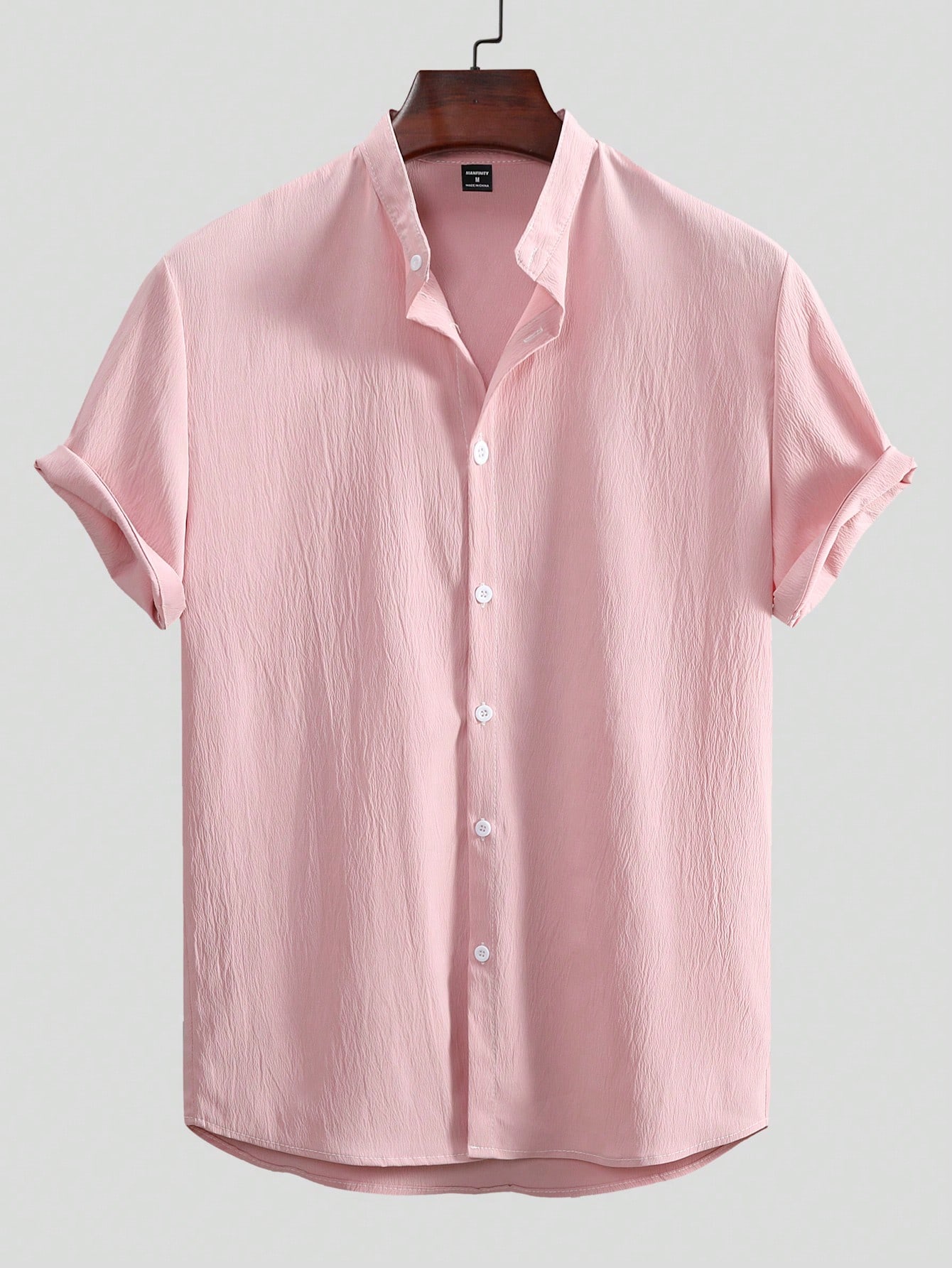 Мужская текстурированная рубашка с коротким рукавом Manfinity Homme на пуговицах спереди, розовый рубашка мужская однотонная с коротким рукавом модная повседневная блуза оверсайз уличная одежда в корейском стиле 2021