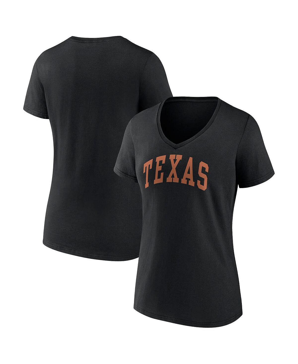 

Женская черная фирменная футболка Texas Longhorns Basic с v-образным вырезом и аркой Fanatics, черный