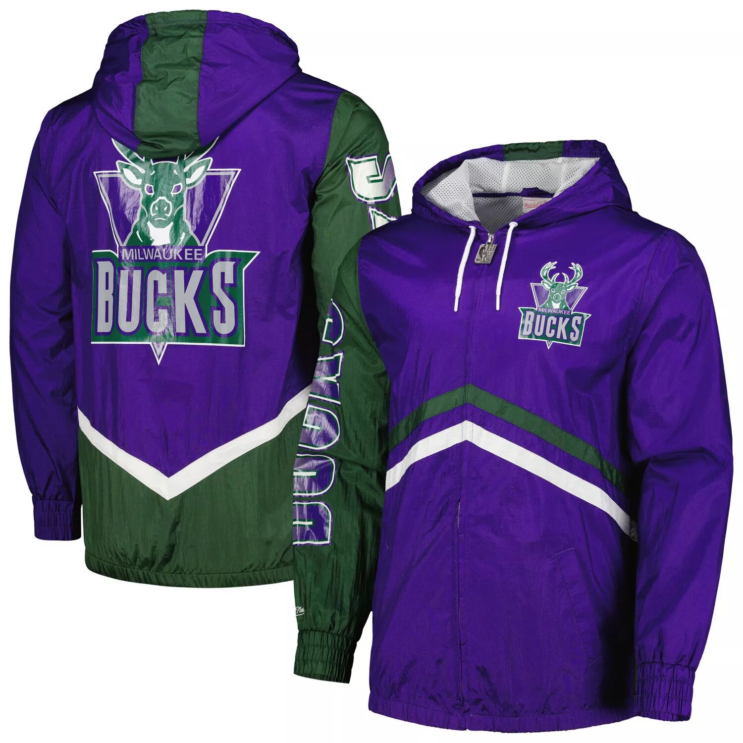 

Мужская фиолетовая ветровка с молнией во всю длину Mitchell & Ness Milwaukee Bucks Undeniable, Фиолетовый